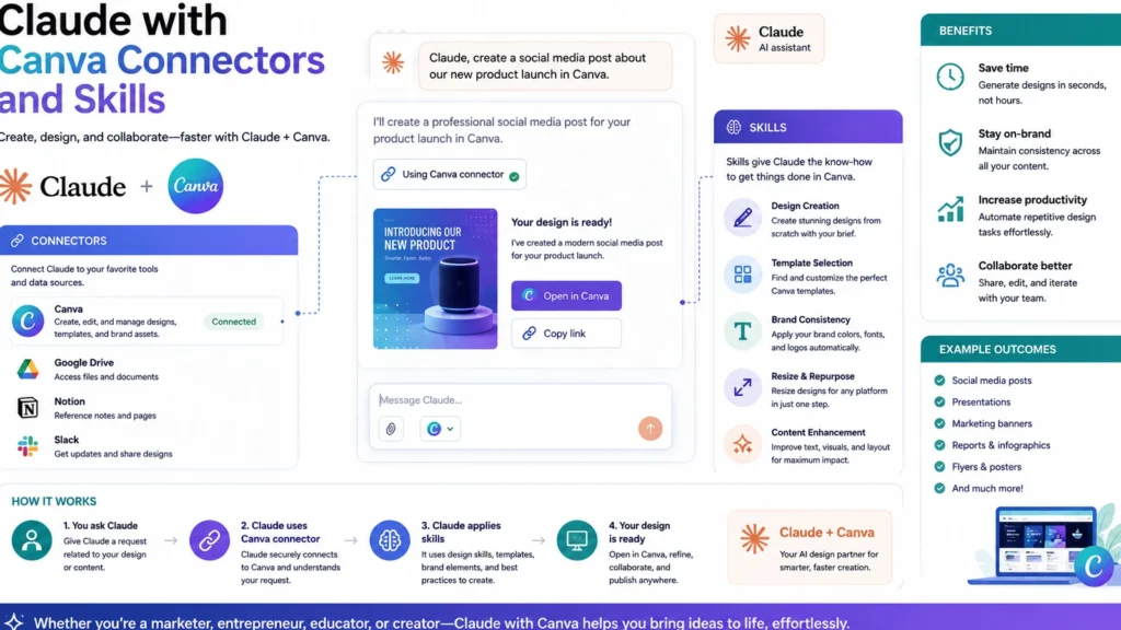 Claude with Canva Connectors and Skills