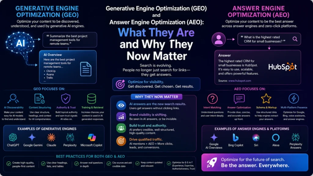 Generative Engine Optimization  and Answer Engine Optimization